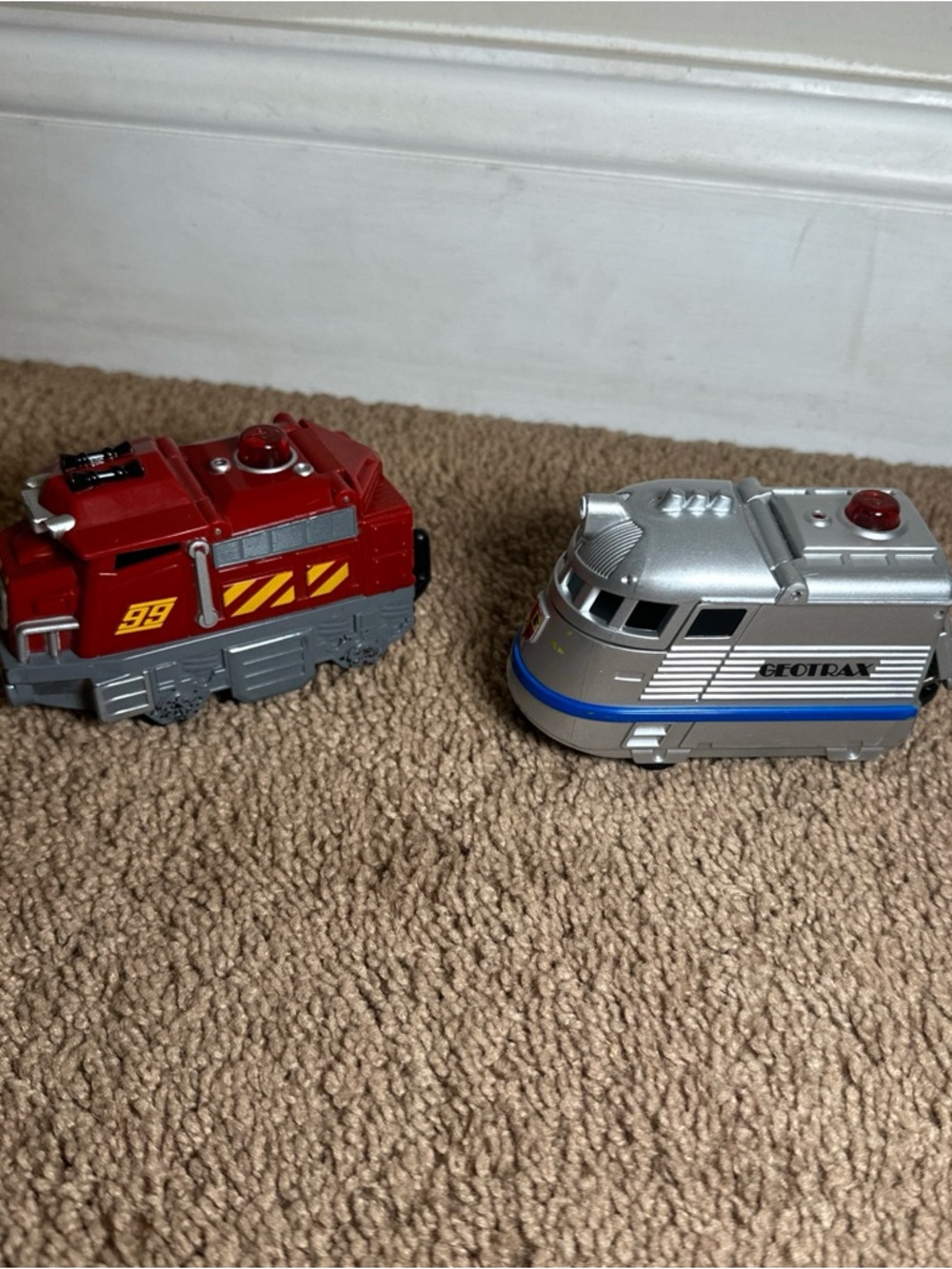 Fisher Price Geotrax Silver Bullet Car Red #99 Car Train 2006 Lot Of 2